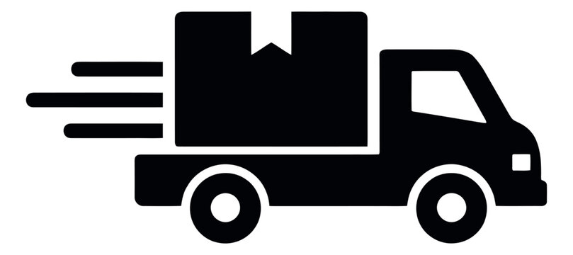 Flat style illustration of a delivery truck depicting fast shipping for e-commerce