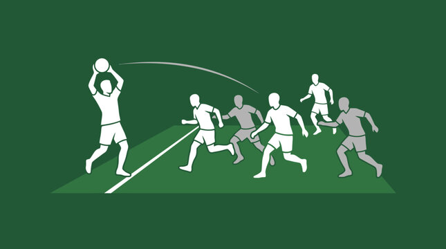 Gaelic Football Player Throwing Ball in Game