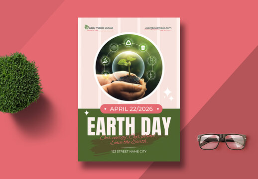 Save Planet Happy Earth Day Awareness Poster