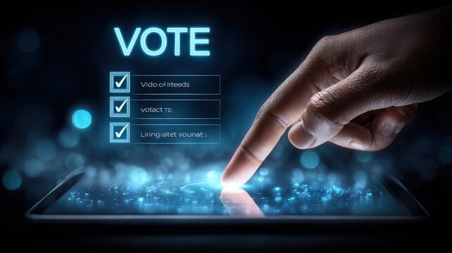 Digital Voting System: Hand Interacting with Futuristic Touchscreen Interface for Online Election