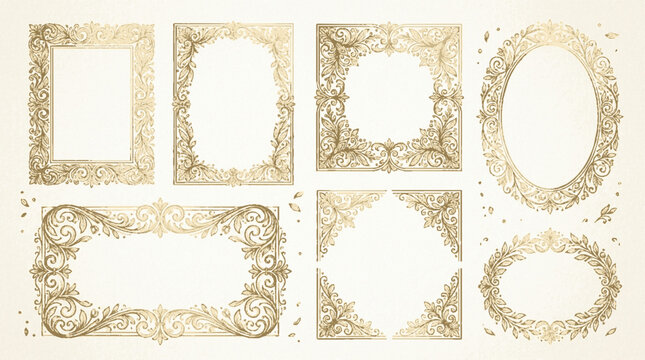 A collection of elegant vintage frames in a minimalist design style