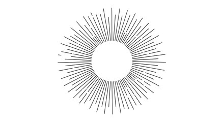 Fototapeta premium A circular sunburst design featuring thin black lines radiating from a central white void space
