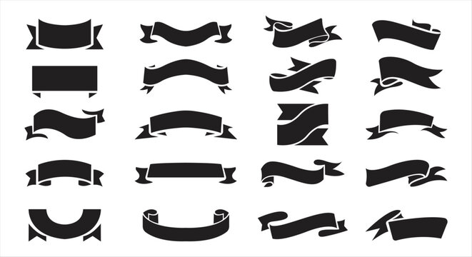 Black ribbon banners set. Vector illustration for advertising luxury style. vector