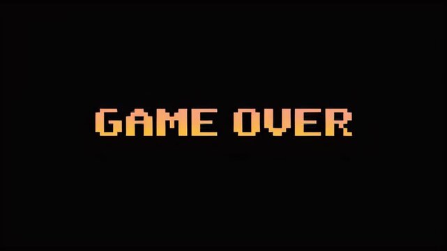 Game over neon text animation on black background, cinematic motion graphics footage.
