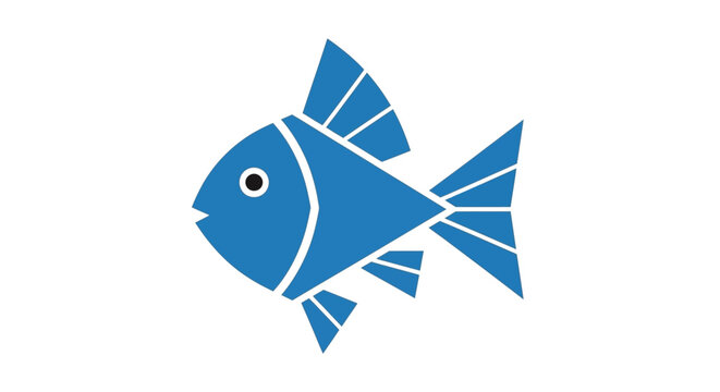 Blue Fish Icon Graphic Design Element.