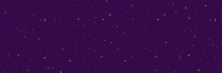 Fototapeta premium Vector seamless pattern with dotted colorful elements. Simple texture from small dots and triangle on purple background.