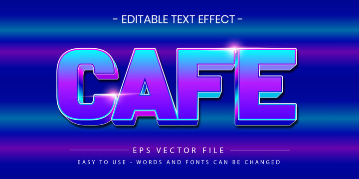 CAFE - Retro Neon Blue and Purple Text Effect