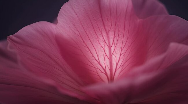 Delicate pink flower petals displaying intricate venation against a softly blurred background