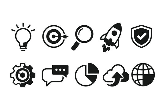 Collection of icons representing various concepts and functionalities