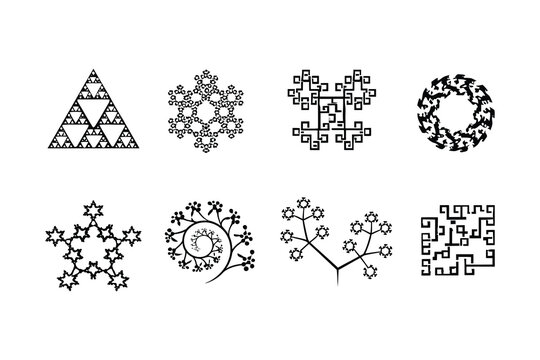 Intricate examples of fractal and geometric patterns showcasing recursive designs in art