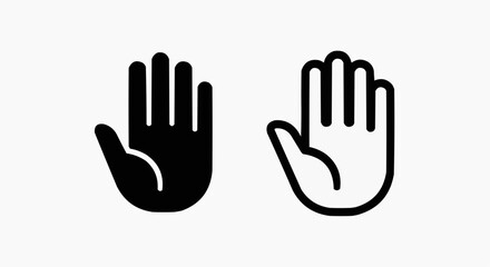 Obraz premium Waving Hand Icon Set - Minimalist Hello and Greeting Gesture Vector Symbols