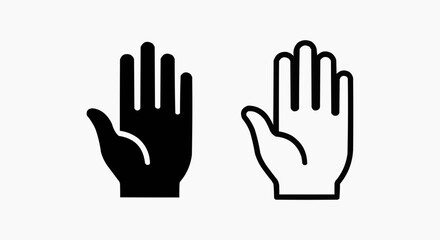Obraz premium Waving Hand Icon Set - Minimalist Hello and Greeting Gesture Vector Symbols