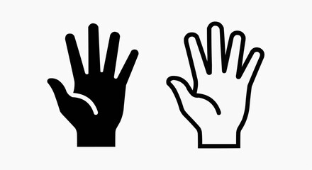 Obraz premium Waving Hand Icon Set - Minimalist Hello and Greeting Gesture Vector Symbols