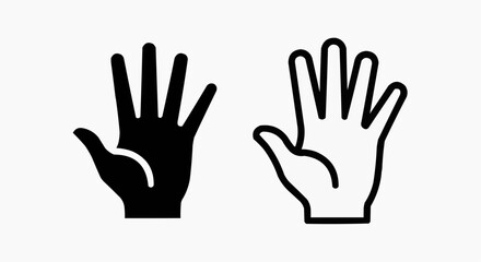 Fototapeta premium Waving Hand Icon Set - Minimalist Hello and Greeting Gesture Vector Symbols