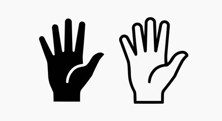 Obraz premium Waving Hand Icon Set - Minimalist Hello and Greeting Gesture Vector Symbols