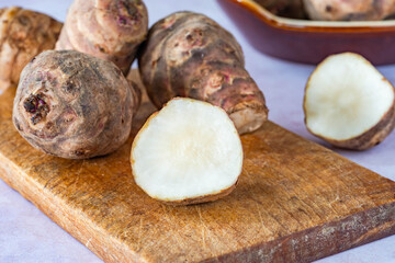 Fototapeta premium A pile of fresh Jerusalem artichokes