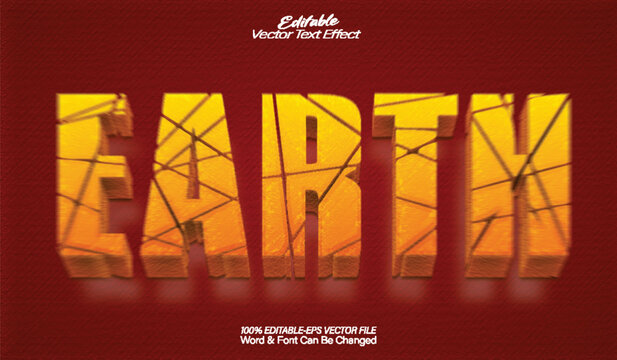 Earth  Vector Text Effect Editable Alphabet Yellow Earth Broken Crack