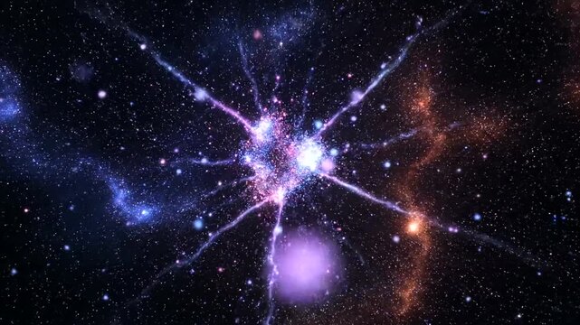 Abstract Cosmic Nebula with Glowing Stars and Expanding Energy Field in Deep Space.