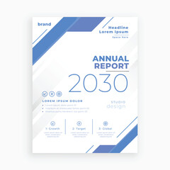 Obraz premium Corporate Annual Report Cover Template Vector with Blue Geometric Business Design