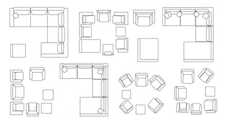 Obraz premium Diverse Furniture Layouts - Top-Down View of Interior Design Options.