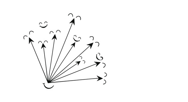Abstract concept of spreading ideas or positive energy outwards