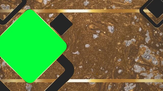 Luxurious Golden Marble Slideshow Transition with Geometric Diamond Shapes and Green Screen Placeholder for Premium Presentations