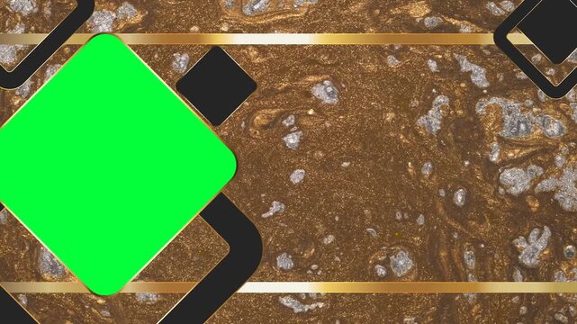 Luxurious Golden Marble Slideshow Transition with Geometric Square Frames and Green Screen Placeholder for Premium Media