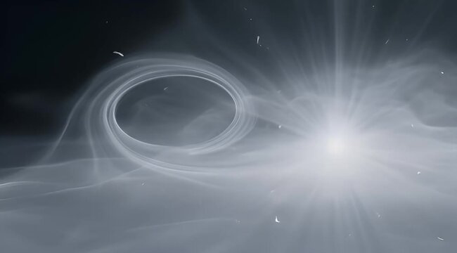 Simulated image depicting a black hole with accretion disk and light distortion