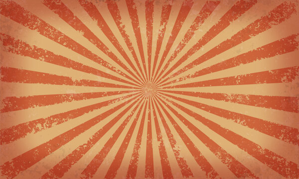 Striped background with grunge effect. Retro circus or carnival style. Vintage backdrop. Vector illustration.