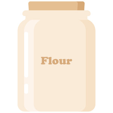 小麦粉を保存する容器、キャニスター、調理器具の独立した白背景のイラスト素材