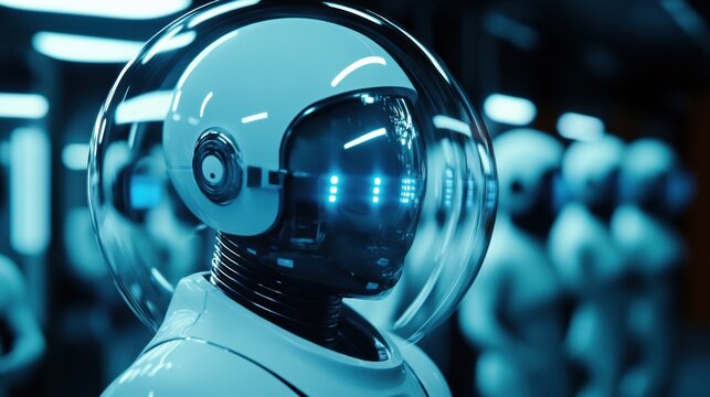 Robotic exploration event space station futuristic technology sci-fi environment close-up view human-robot interaction