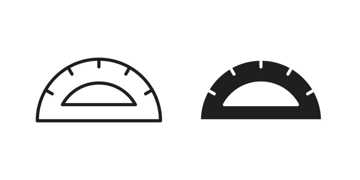 Protractor icon linear vector outline, symbol logo design style