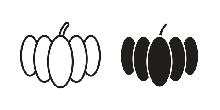 Pumpkin icon linear vector outline, symbol logo design style