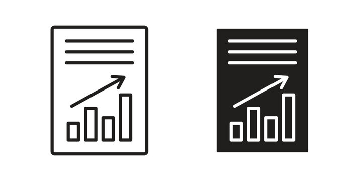 Report document icon linear vector outline, symbol logo design style