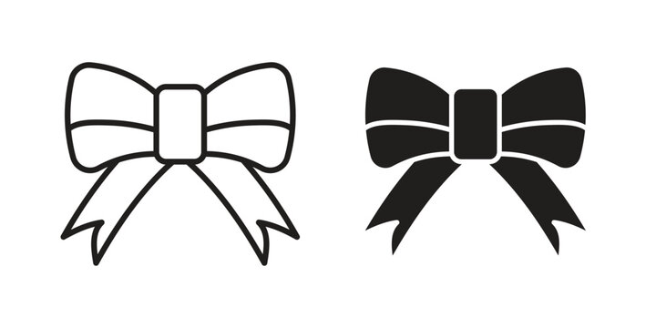 Ribbon icon linear vector outline, symbol logo design style