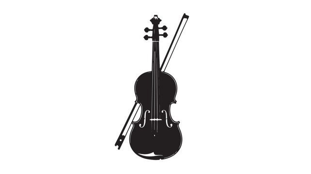 Violin Instrument and Bow Silhouette Vector for Classical Music Orchestra and Professional Musician Branding