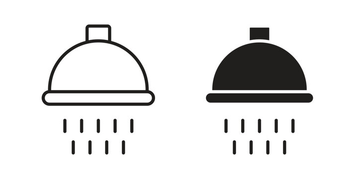 Shower down icon linear vector outline, symbol logo design style