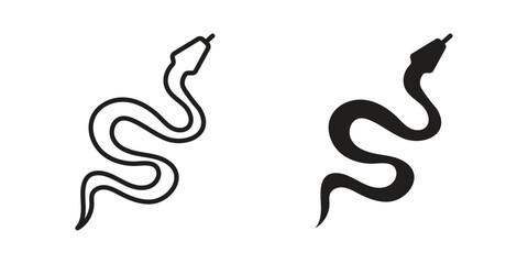 Fototapeta premium Snake icon linear vector outline, symbol logo design style