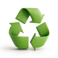 Obraz premium Minimal 3D Green Recycling Symbol on White — Clean Eco Icon for App and Web Design