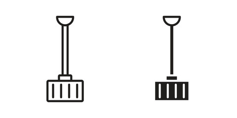Snow shovel icon linear vector outline, symbol logo design style © JacobJ