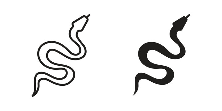 Snake icon linear vector outline, symbol logo design style