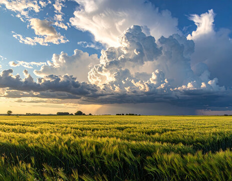 Dramatic sky above wheat field