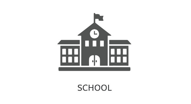 Simple vector graphic illustration of a school building icon for your educational web and print design