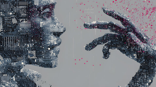 AI-driven IT crisis: workforce disruption and market decline caused by artificial intelligence expansion. Systemic stress within information technology infrastructure. Business analysis collage