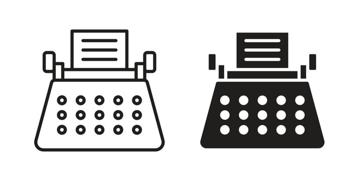 Typewriter icon linear vector outline, symbol logo design style