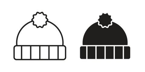 Winter hat icon linear vector outline, symbol logo design style © JacobJ