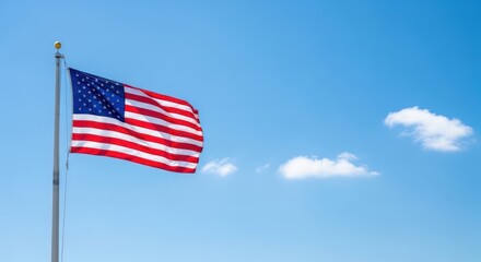 Fototapeta premium Usa flag waving. american flag waving in the wind on a pole