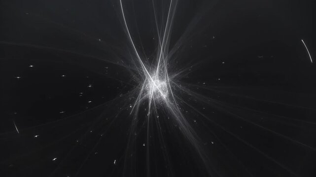 Abstract white light lines in minimalistic style over dark background, symbolizing motion and dynamic energy