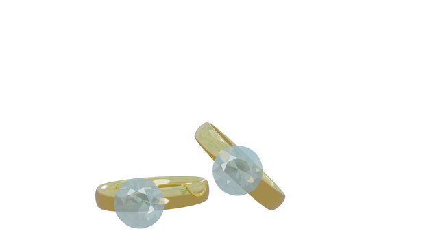 Two dimond rings falling on transparent background	