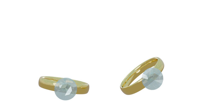 Two dimond rings falling on transparent background	